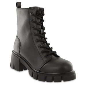 New! MIA Shoes Lace-Up Black Combat Boots, Size 7.5